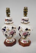 A pair of Masons Mandalay pattern table lamp bases, 12" high