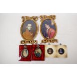 Three pairs of miniature picture frames, largest 6½" x 4½"