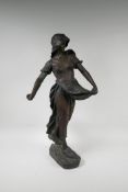 Hans Schork (Austria), late C19th Art Nouveau bronze figure of a Dutch seed sower, with foundry