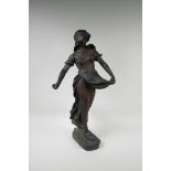 Hans Schork (Austria), late C19th Art Nouveau bronze figure of a Dutch seed sower, with foundry