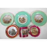 Six items of Prattware to include two plates, 8½", 'Anne Hathaway's Cottage' and 'Sebastapol'