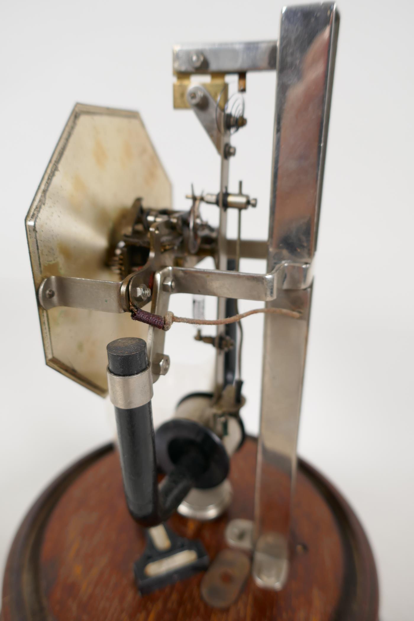 A Bulle electric mantel clock under glass dome, 10½" high - Image 3 of 4