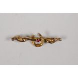 A vintage 9ct gold horseshoe brooch, 1.5g gross, 1½" long