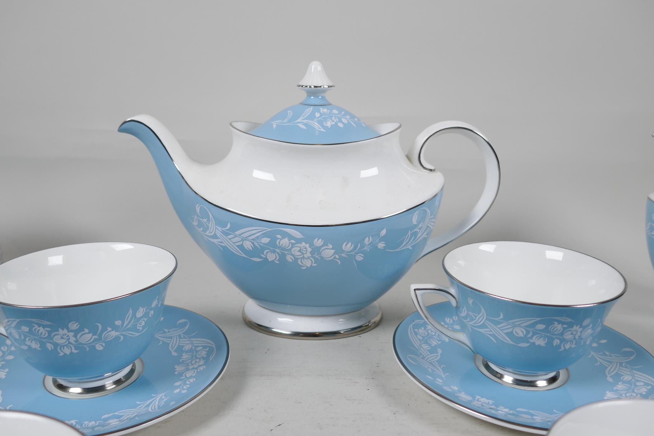 A Royal Doulton 'Alexandria' pattern six part tea service with teapot, milk jug and sugar bowl, - Image 3 of 5