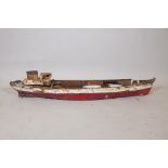 A late C19th/early C20th scratch built painted iron steam boat, A/F, 44" long