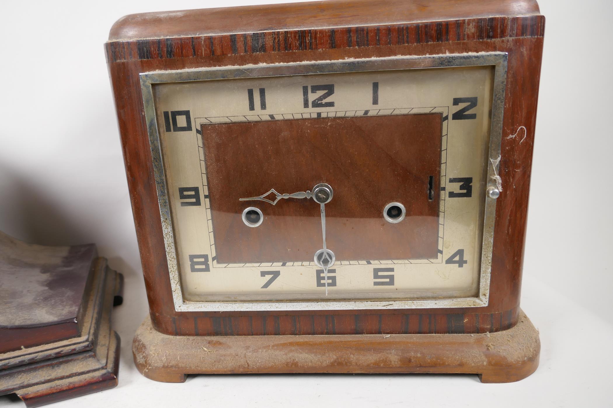 Two Westminster chimes mantel clocks, largest 17½" wide - Image 3 of 6