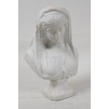 A French parian bust of a young woman by Victor Tessler and Manger, 8½" high