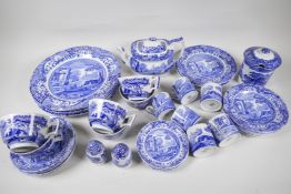 A Copeland 'Spode Italian' blue and white pottery part tea and coffee service, with five 10½"