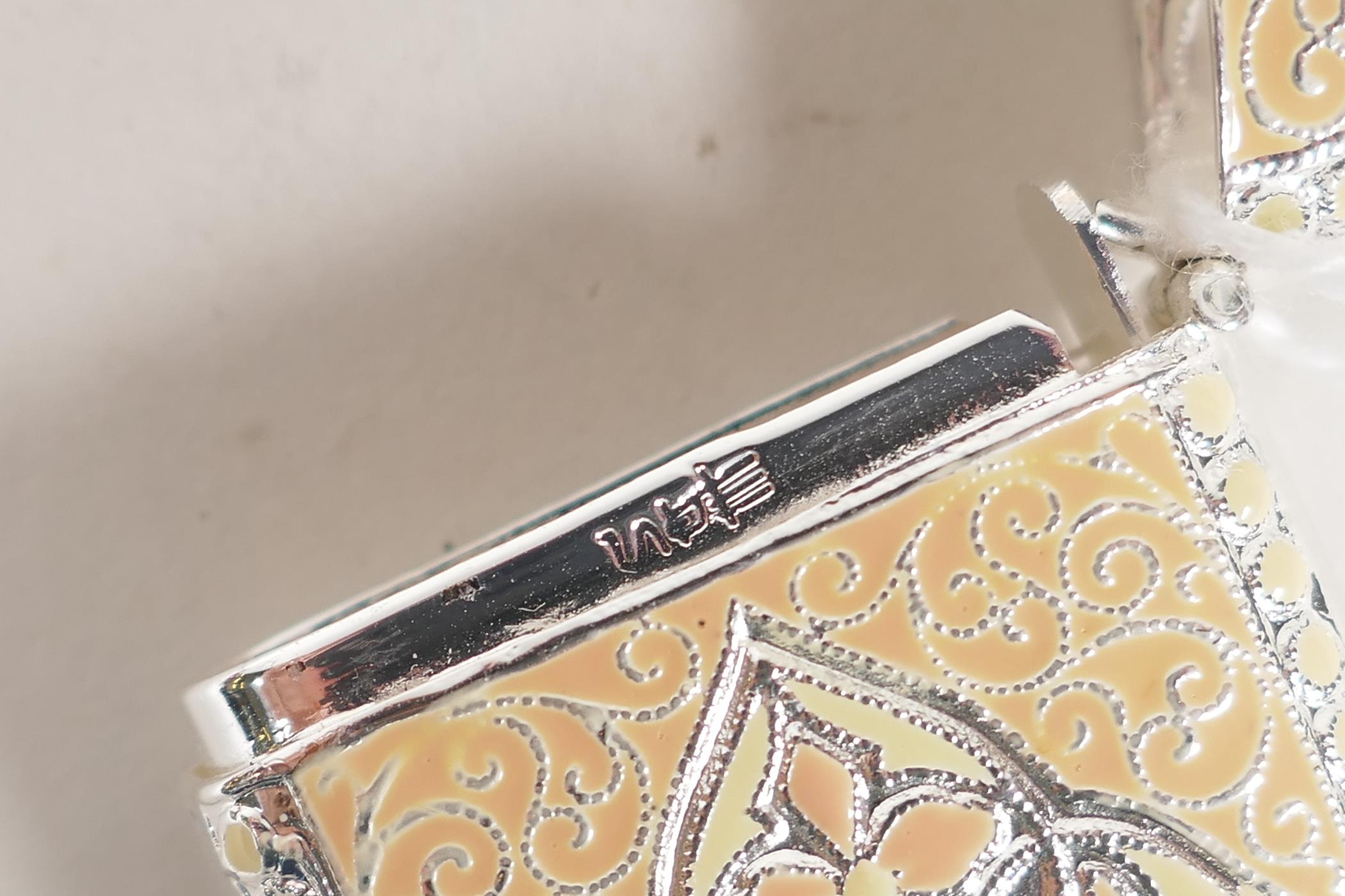 A white metal and enamel 'David Anderson' style vesta case, 1" x 2" - Image 3 of 3