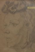 Cecil Beaton, study of woman, pencil on paper, stamped Cecil Beaton from Miss E. Hose, 7" x 8"