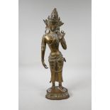 An Indian bronze figure of Shiva on a lotus flower plinth, 17" high
