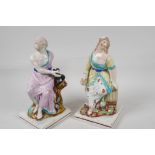 A pair of C19th Staffordshire pottery figures, Elijah and the Widow, 9" high