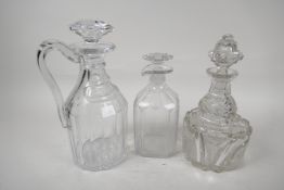 Three good quality C19th decanters, largest 10" high
