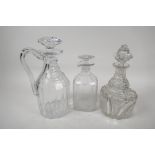 Three good quality C19th decanters, largest 10" high