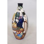 A Moorcroft trial vase with designs from Dickens' Christmas Carol of Scrooge and Tiny Tim verso,