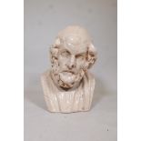 A crackle glazed pottery lifesize bust of Plato, 18" high