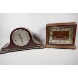 Two Westminster chimes mantel clocks, largest 17½" wide