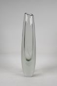 A serpentini glass vase in the manner of the Finnish designer Gunnel Nyman, 17" high