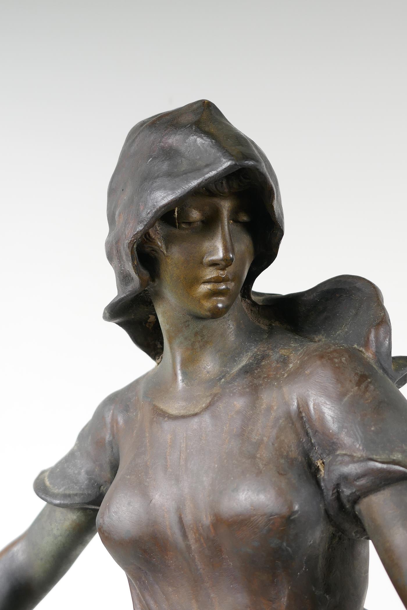 Hans Schork (Austria), late C19th Art Nouveau bronze figure of a Dutch seed sower, with foundry - Image 5 of 9
