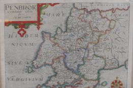 Wilhemus Kip, early C17th map of Pembroke (Pembrok) after surveys by George Owen, later hand