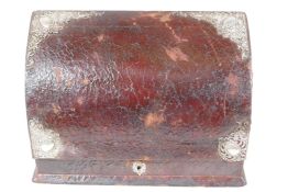 A leather bound correspondence box with hallmarked silver embellishments, 11½"  wide, 8½" high