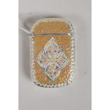 A white metal and enamel 'David Anderson' style vesta case, 1" x 2"