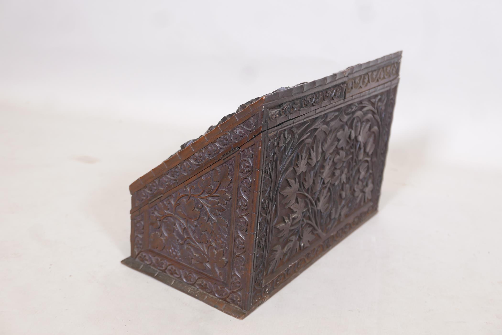 A C19th Anglo Indian wood stationery box with fall front and two doors over a single drawer, well - Image 7 of 7