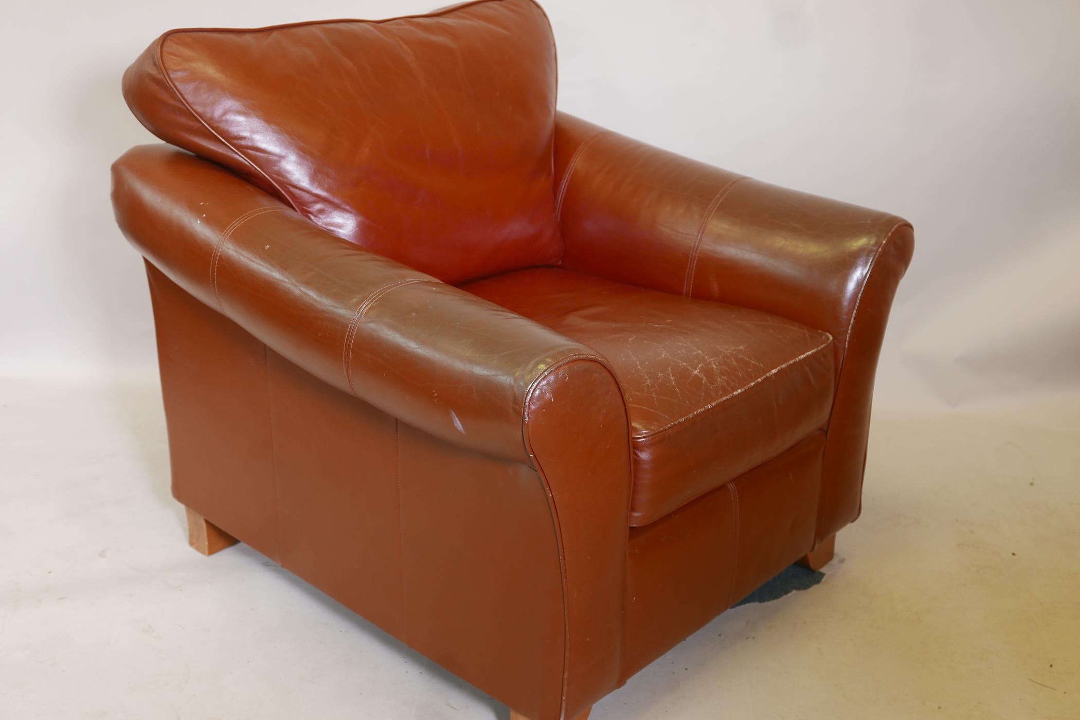 An M&S brown leather club chair - Image 3 of 3