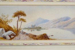 A pair of C19th Italian lake scenes, watercolours, 11½" x 5½"