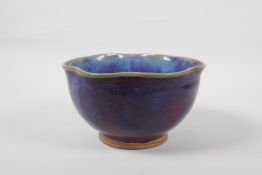 A Junware style pottery bowl with frilled edge, Chinese, 6½" diameter