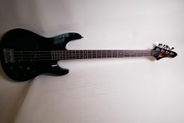 An Aria Pro II bass guitar with three Aria II pick ups, 45" long