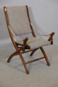 A good quality C19th beechwood campaign style chair