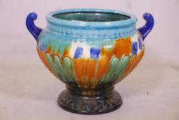 A Majolica urn shaped jardiniere, 18" diameter, 14" high