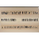 A.M. Hughes, three silhouette prints of naval life, Grog, Defaulters and Sunday Rounds, mounted in a
