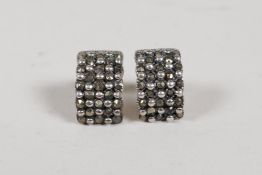 A pair of 925 silver and marcasite earrings