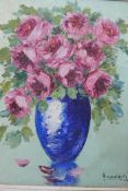 R. Giordani, still life, vase of flowers, oil on board, bears exhibition label verso Casino de la
