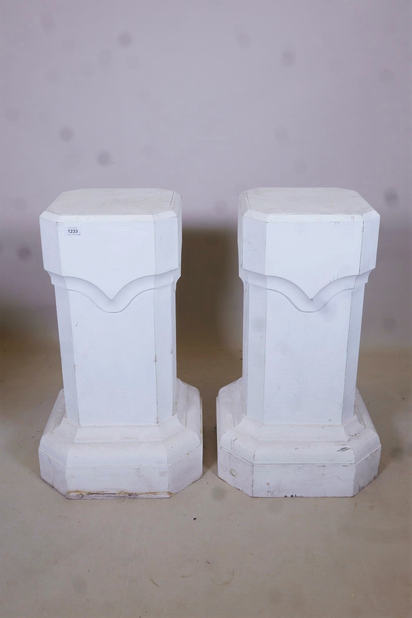 A pair of vintage painted pine pedestals, 16" x 16", 27" high - Image 2 of 2