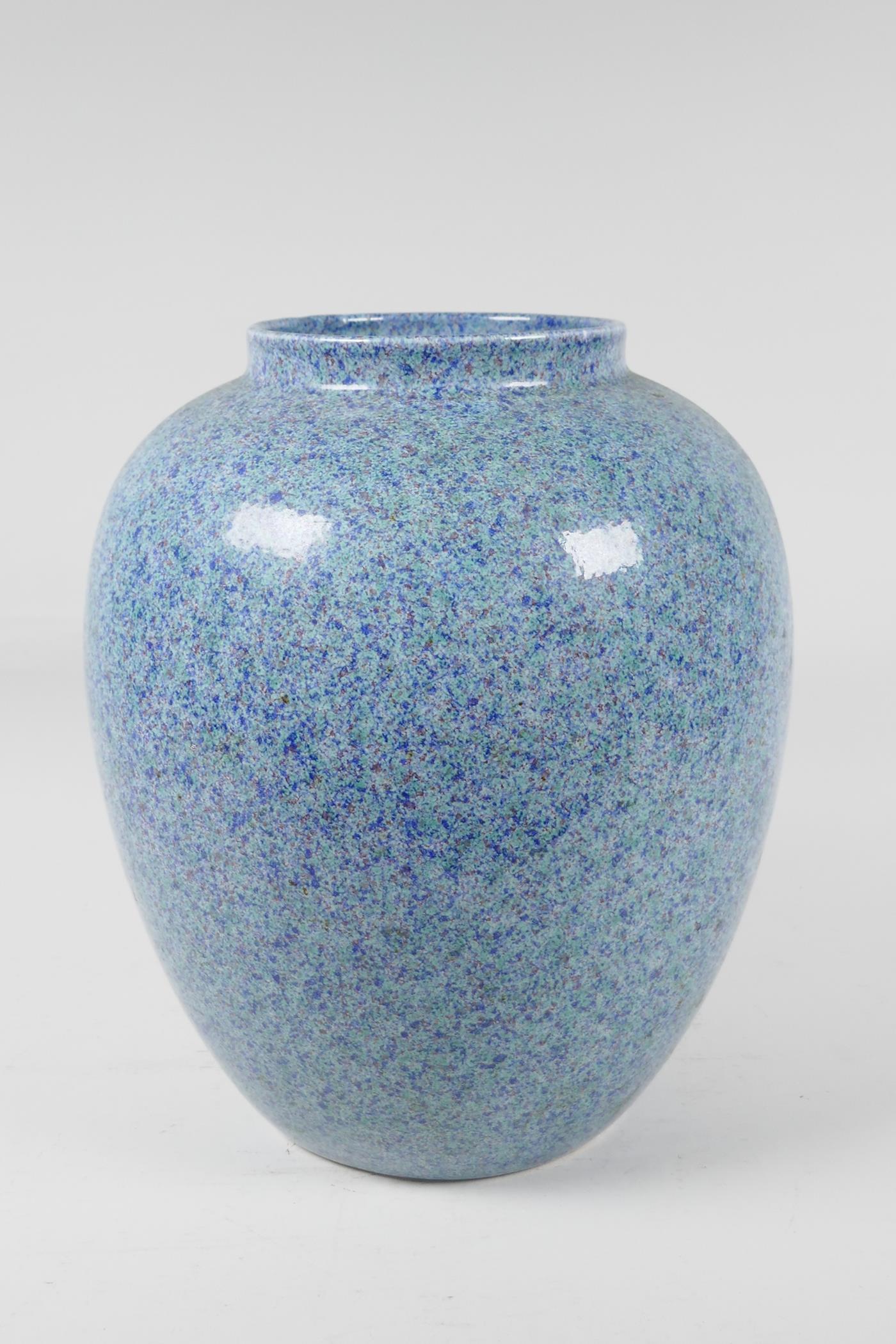 A Continental porcelain vase with a blue speckled glaze, 11" high - Image 2 of 4