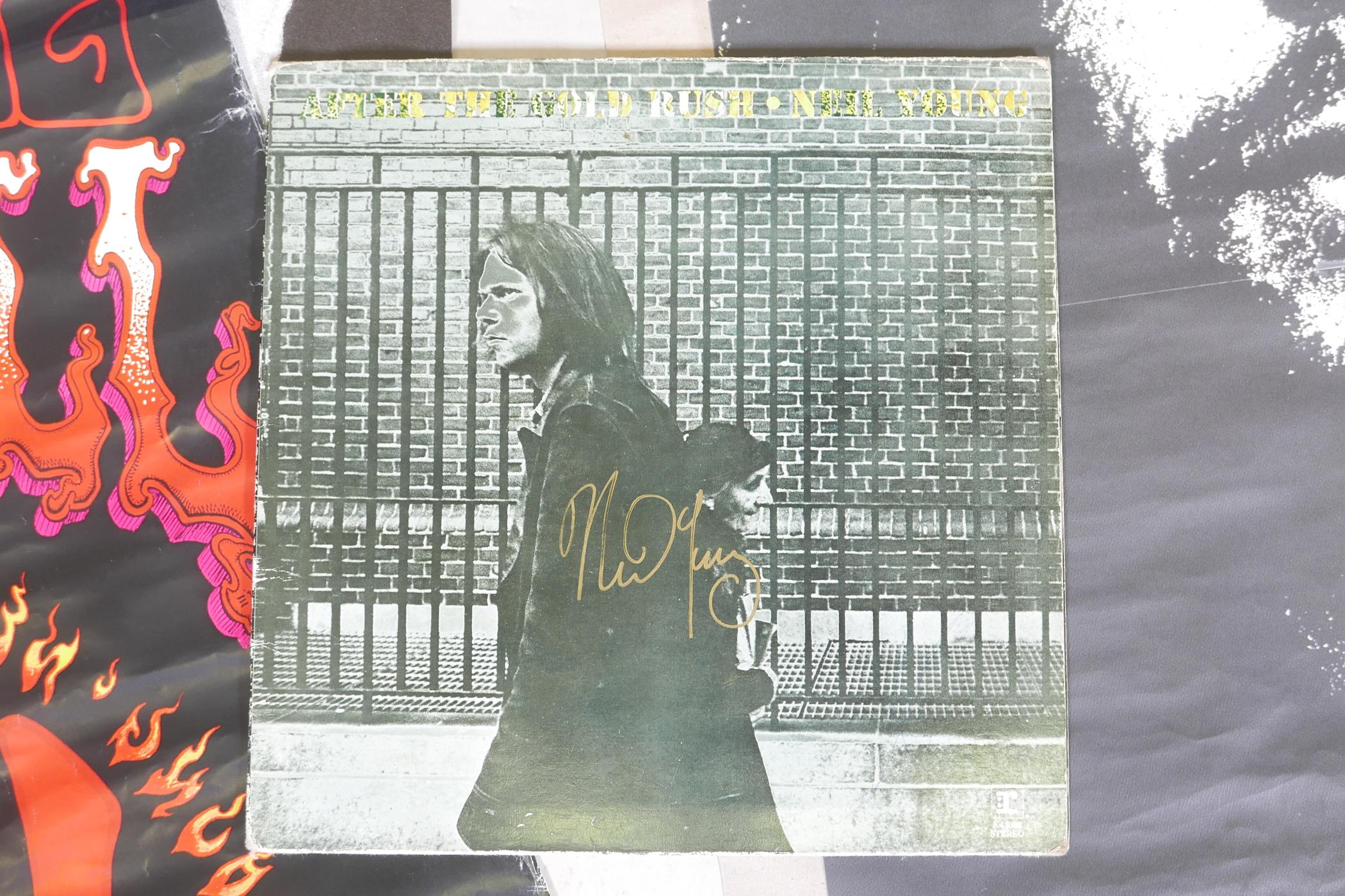 'After the Gold Rush' 12" vinyl, the cover signed by Neil Young, with three Neil Young posters - Image 2 of 3
