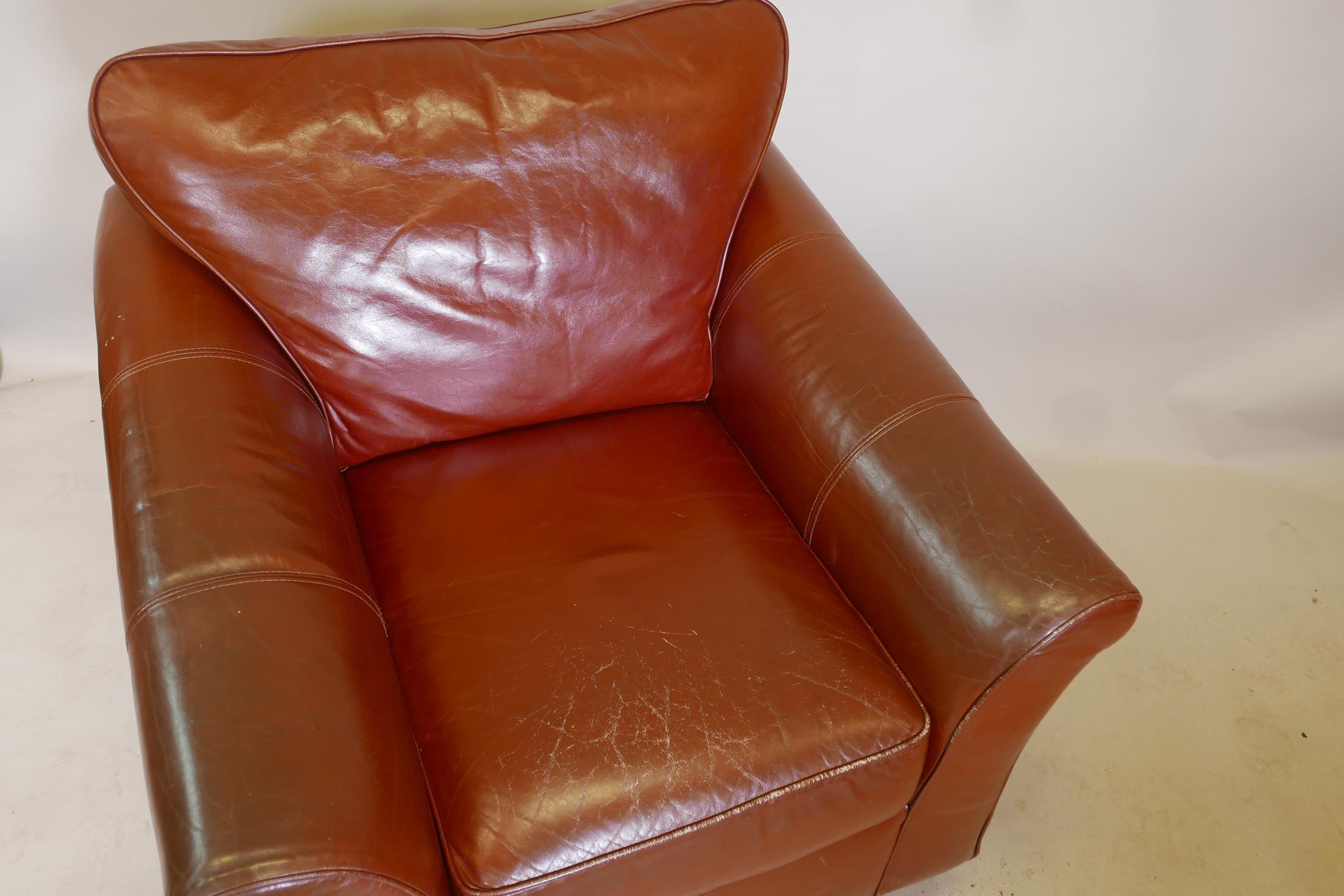 An M&S brown leather club chair - Image 2 of 3