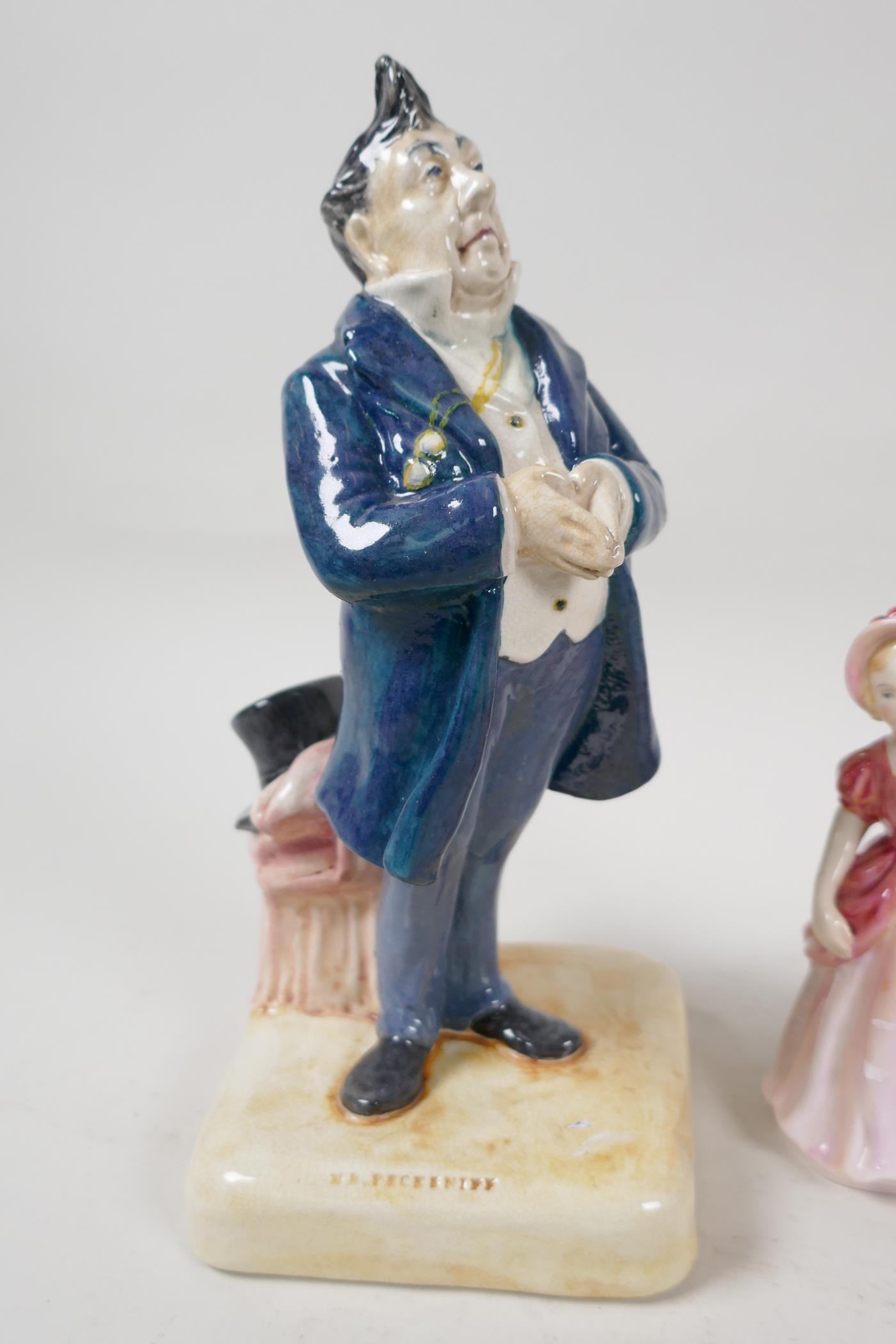 A Bretby Pottery Dickens character, 'Mr Pecksniff', 9" high, together with a Paragon pottery figure, - Image 3 of 3