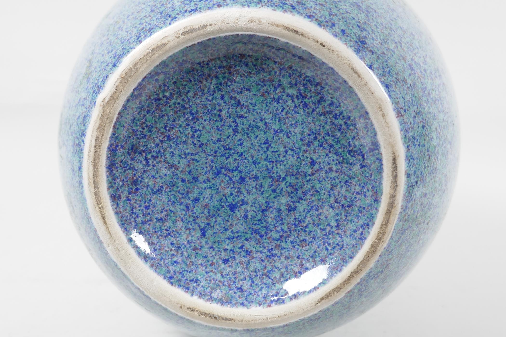 A Continental porcelain vase with a blue speckled glaze, 11" high - Image 4 of 4