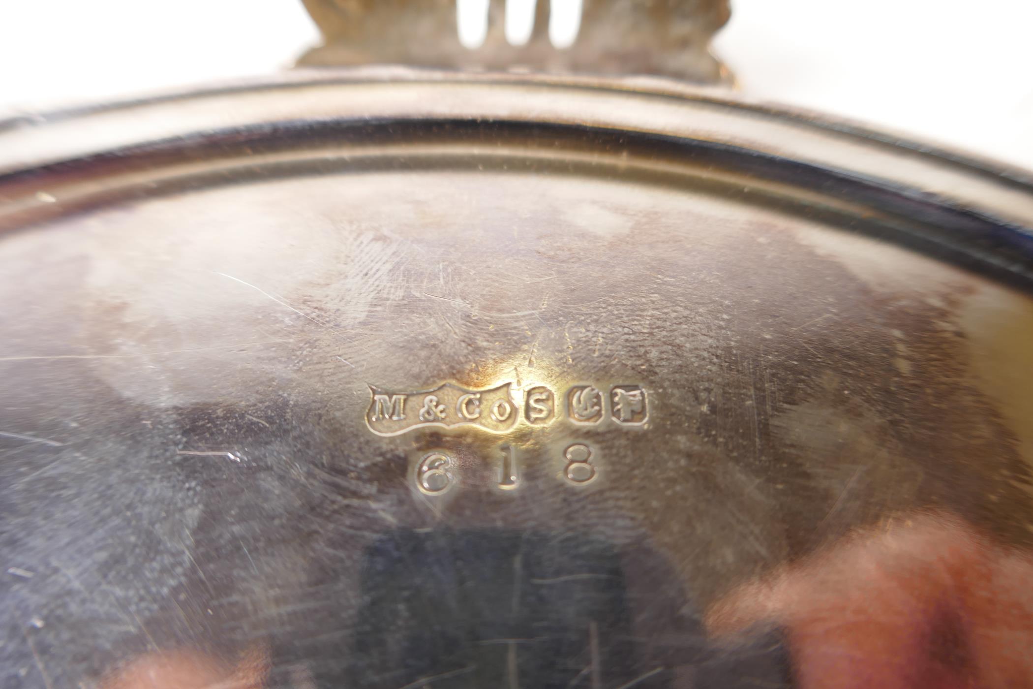 A blue glass dressing table jar with hallmarked silver rim, Birmingham 1928, and an early C20th - Image 6 of 6