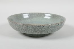 A Chinese song style celadon Ge ware dish, 5½" diameter