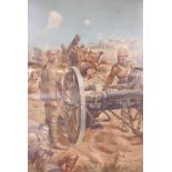Victorian chromolithograph, 'The last shot at Colenso' -  Lieutenant Roberts earns his V.C., in
