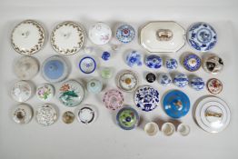 A quantity of C18th, 19th and 20th pot lids, Chinese and English, A/F