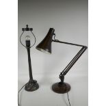 A vintage brown Anglepoise lamp, and another