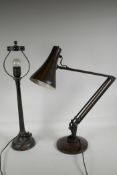 A vintage brown Anglepoise lamp, and another