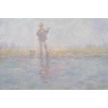 William Mason, "The Fisherman", signed, oil on canvas, 12" x 16", unframed
