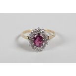 A 14ct yellow gold, ruby and diamond ring, approx 1.8ct, size T